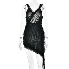 Load image into Gallery viewer, Summer V neck Slip Dress Women Sexy Backless Stitching Lotus Leaf Dress