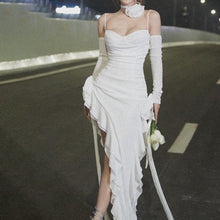 Load image into Gallery viewer, Suspender Floral Ruffled Ribbon Dress Niche Slim Fit Pure Casual Dress