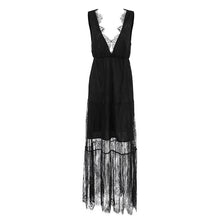 Load image into Gallery viewer, Sexy Black Brocade Lace Dress All Matching Sexy V-neck Loose Backless Women Dress