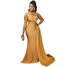 Load image into Gallery viewer, Solid Color Party Tight One Shoulder Sleeve Dress Maxi Dress Women