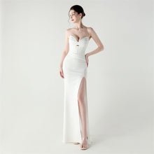 Load image into Gallery viewer, Boning Corset Waist Tube Top Heart Collar Hollow Out Cutout out Strap Cocktail Wedding Red Carpet Evening Dress