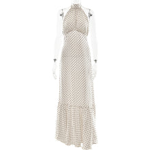 Load image into Gallery viewer, French Halter Polka Dot Satin Dress Sexy Elegant Backless Waist Trimming Dress