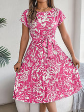 Load image into Gallery viewer, Spring Summer Elegant Floral Short Sleeve Large Hem Pleated Dress Women Clothing