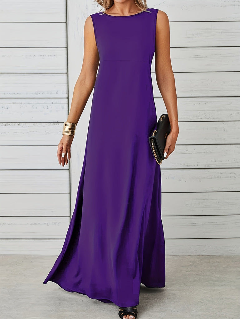 Sexy Sleeveless Dress Solid Color Mid Length Slim Strap Vest Dress