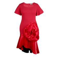 Load image into Gallery viewer, Square Collar Puff Sleeve Fishtail Dress Cocktail Party Socialite High Waist Dress