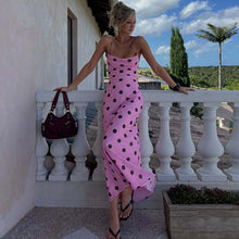 Load image into Gallery viewer, Sexy Backless Swing Collar Slim Fit Long Strap Polka Dot Dress Women