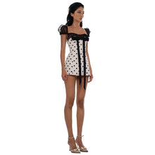 Load image into Gallery viewer, Summer Women Bow Polka Dot Short Sexy Lace Stitching Tight Waist Hip Dress