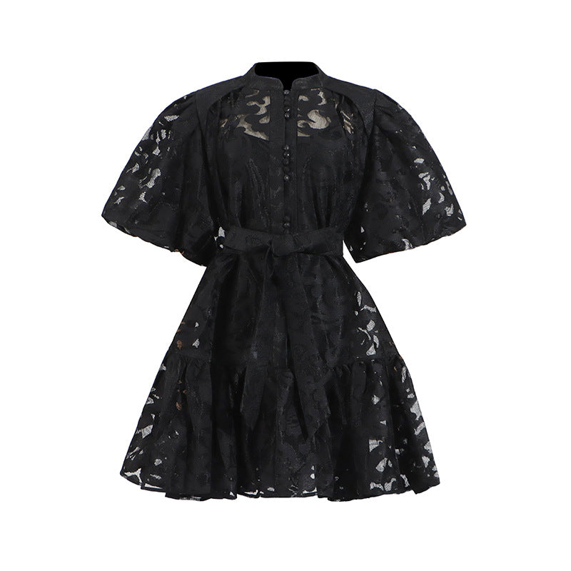 Spring Single Breasted Printed Lace up T shirt Shory Dress Women