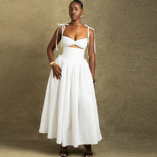 Load image into Gallery viewer, Women Clothing Solid Color Dress off the Shoulder Strap Sleeveless Large Dress