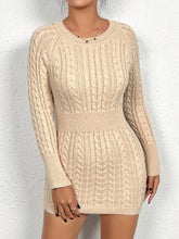 Load image into Gallery viewer, Twist Thread Knitted Dress Women Pullover Round Neck Solid Color Slim Hip Dress Women