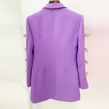 Load image into Gallery viewer, Dyed Fabric Dignified Sense of Design Sleeve Hollow Out Cutout Jeweled Bow Pearl Blazer Dress