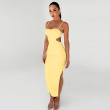 Load image into Gallery viewer, Women Cami Dress Sexy Backless Ruffle Hip Side Slit Maxi Dress