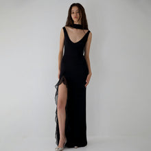 Load image into Gallery viewer, Summer Elegant Ribbon Women Dress Sexy Backless High Slit Ruffled Slim Dress