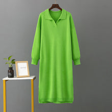 Load image into Gallery viewer, Autumn Winter Polo Collar Base Knitting Loose Solid Color Women Dress