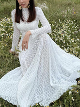 Load image into Gallery viewer, Autumn Winter Niche Design Beautiful Lace Slim Fit Slimming Wide Hem Maxi Dress Women