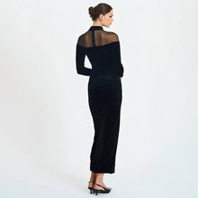 Load image into Gallery viewer, Autumn Winter Wear Voile See through Stitching Dress Sexy Tight Solid Color Dress
