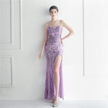 Load image into Gallery viewer, Positioning Floral Sequin Sexy Strap Tube Top Nightclub Dress Dinner Star Evening Dress