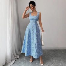 Load image into Gallery viewer, Popular Summer Vest Pullover Square Collar Jacquard Floral Swing Elegant Dress