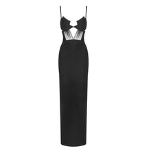 Load image into Gallery viewer, Black Knitted Bandage One Piece Dress Women Cross Spaghetti Straps Slimming Commuting Date Cocktail Slim Fit Maxi Dress