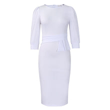 Load image into Gallery viewer, Solid Color round Neck Office Office Hip Dress
