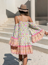Load image into Gallery viewer, Loose Printed Off Shoulder Tassel Dress Vacation