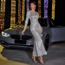 Load image into Gallery viewer, Autumn Winter Sexy Dress Slim Fit Long Sleeved Mopping Party Cocktail Sequined Evening Dress