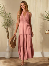 Load image into Gallery viewer, Women Clothing Sexy V neck Halter Lace up Sleeveless Dress Solid Color Dress