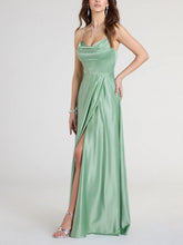 Load image into Gallery viewer, Bridesmaid Dress Long Maxi Dress Slimming Shoulder Hollow Out Cutout Slit Pleated Elegant Evening Dress
