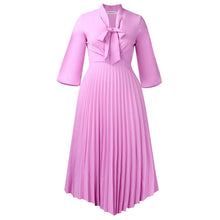Load image into Gallery viewer, Three Quarter Sleeve Lace up Elegant Asymmetric Dress Pleated Dress