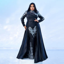 Load image into Gallery viewer, High End Long Sleeve Crew Neck Long Sequined Cocktail Fishtail Evening Dress Bridesmaid Dress Women