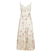 Load image into Gallery viewer, Street Vacation Sexy V neck Lace Satin Splicing Sling Dress Floral A line Printed Maxi Dress