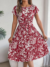 Load image into Gallery viewer, Spring Summer Elegant Floral Short Sleeve Large Hem Pleated Dress Women Clothing
