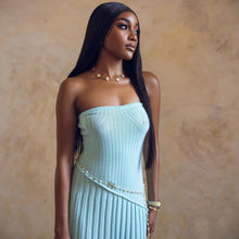 Load image into Gallery viewer, Spring Summer Tube Top Twisted Floral Split Long Wool Dress