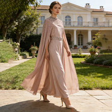 Load image into Gallery viewer, Spring Elegant Retro Exquisite Rhinestone Cape Shawl High Waist Slimming Dress