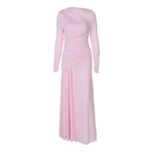 Load image into Gallery viewer, Women Clothing Summer Elegant Slim Pleated Zipper round Neck Long Sleeved Dress