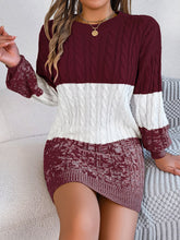 Load image into Gallery viewer, Autumn Winter Casual Color Matching Twist Lantern Sleeve Woolen Dress Women Clothing
