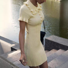 Load image into Gallery viewer, Ruffled Classic Dress Summer Retro French Hepburn Tight Knitted Dress