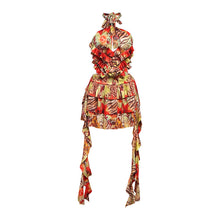 Load image into Gallery viewer, Summer Women Clothing Sexy Halter Lace up Backless Short Printing Dress