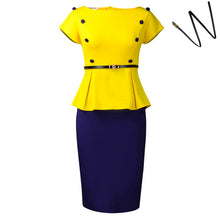 Load image into Gallery viewer, Women Clothing Plus Size Elegant Sheath Office Office Color Matching African Dress