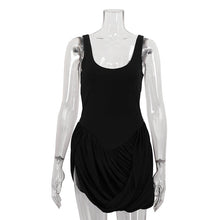 Load image into Gallery viewer, Women Clothing Patchwork Design Pleated Sleeveless Suspender High Waist Irregular Asymmetric Hem Dress