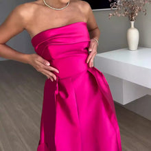 Load image into Gallery viewer, Stitching round Satin Sexy Tube Top High Waist Dress Evening Dress