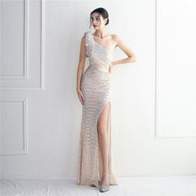 Load image into Gallery viewer, Craft Sequined Toast Clothing Long One Shoulder Appreciation Dinner Slim Fit Fishtail Wedding Socialite