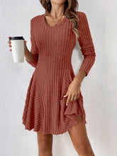 Load image into Gallery viewer, Elegant Knitted V neck Long Sleeve Dress Short Dress Large Swing Dress Women Clothing