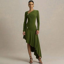 Load image into Gallery viewer, Autumn Winter Graceful Fashionable Women Slim Dress Sexy Pleated Irregular Asymmetric Maxi Dress