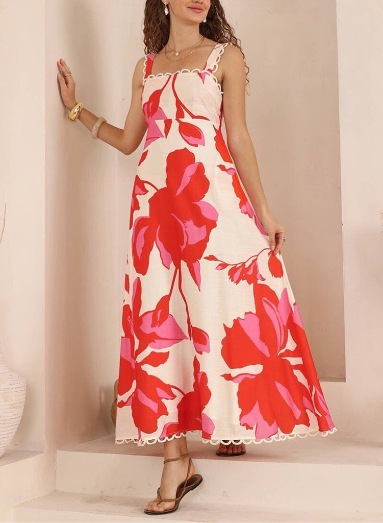 Summer Dress Polka Dot Print French a Hem Lace Dress