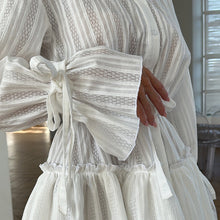 Load image into Gallery viewer, French Autumn Dress Women Clothing Stand up Collar Tie Ruffled Long Sleeve Short Dress