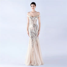 Load image into Gallery viewer, Dress Craft Beaded Mesh Sequin Evening Dress Annual Meeting Performance Host