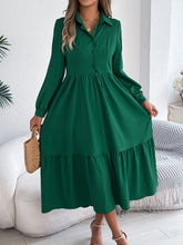 Load image into Gallery viewer, Autumn Winter Collared Casual Loose Long Sleeve Ruffled Shirt Dress Women Clothing