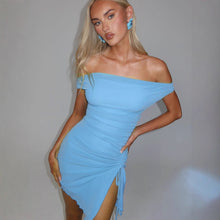 Load image into Gallery viewer, Women Summer Cross Shoulder Split Sheath Dress