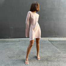 Load image into Gallery viewer, Fashionable Elegant Women Casual Loose round Neck Long Sleeve Satin Comfortable Dress Short